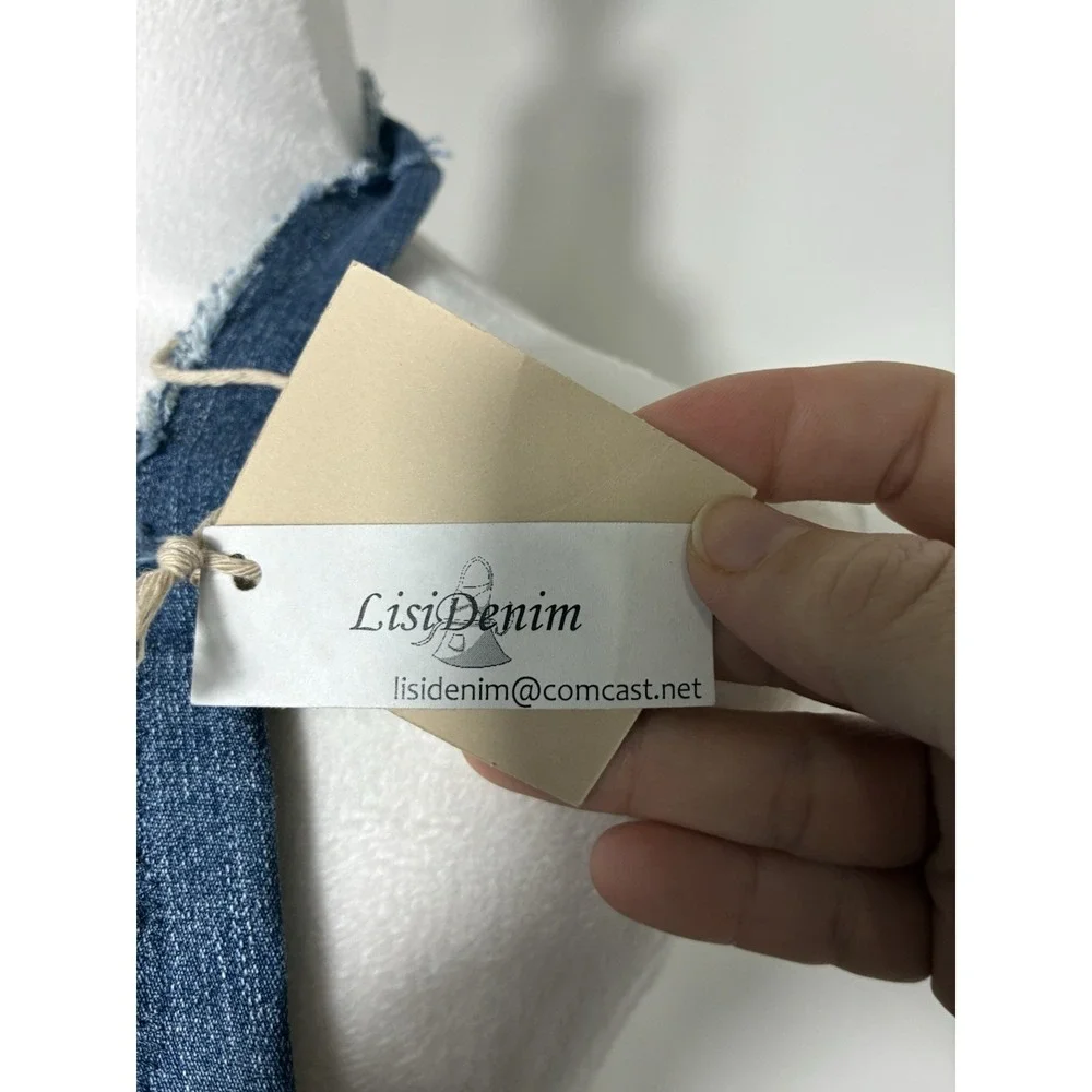 Handmade Recycled Denim Apron Blue OS Boho Tie Back Ajustable‎ Neck Strap
